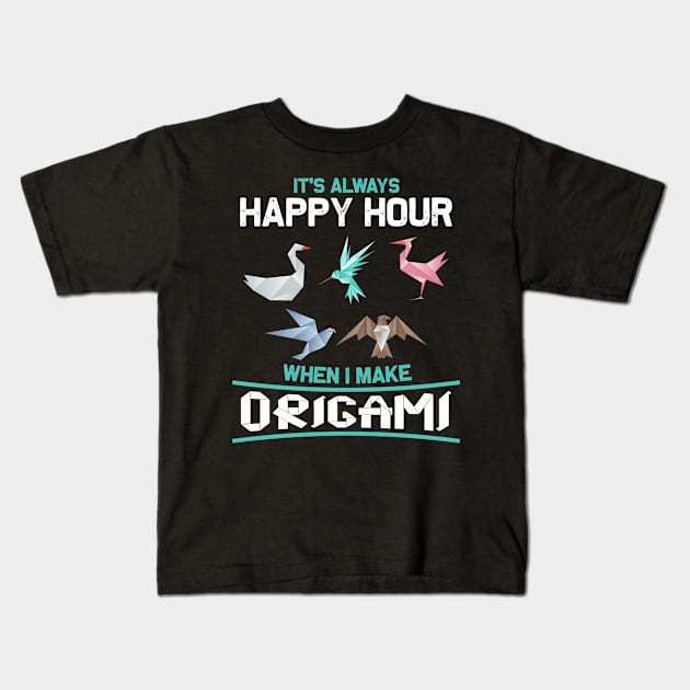 Origami Happy Hour Kids T-Shirt by White Martian